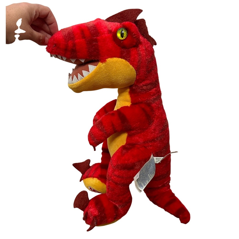Build-A-Bear Workshop Red Striped T-Rex Dinosaur Plush Stuffed Animal Toy
